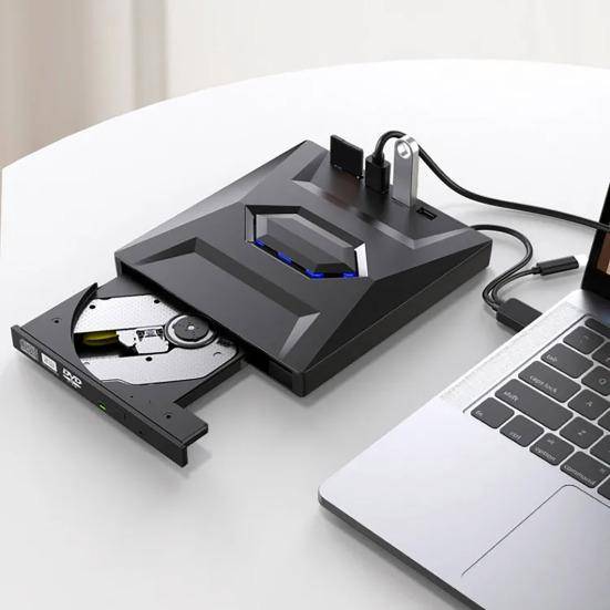 Laptop Extern DVD-enhet Bärbar höghastighetslässkrivning Type-C USB 3.0 DVD RW VCD Compact Disc-brännare Skrivare Datortillbehör svart