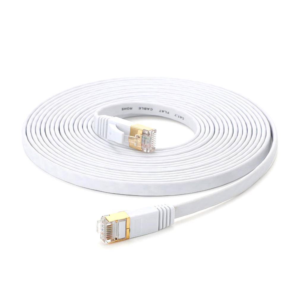 Cat 7 Ethernet-kabel 32AWG Syrefri koppar 10 Gbps hög hastighet 600 MHz bandbredd platt internet 20m vit