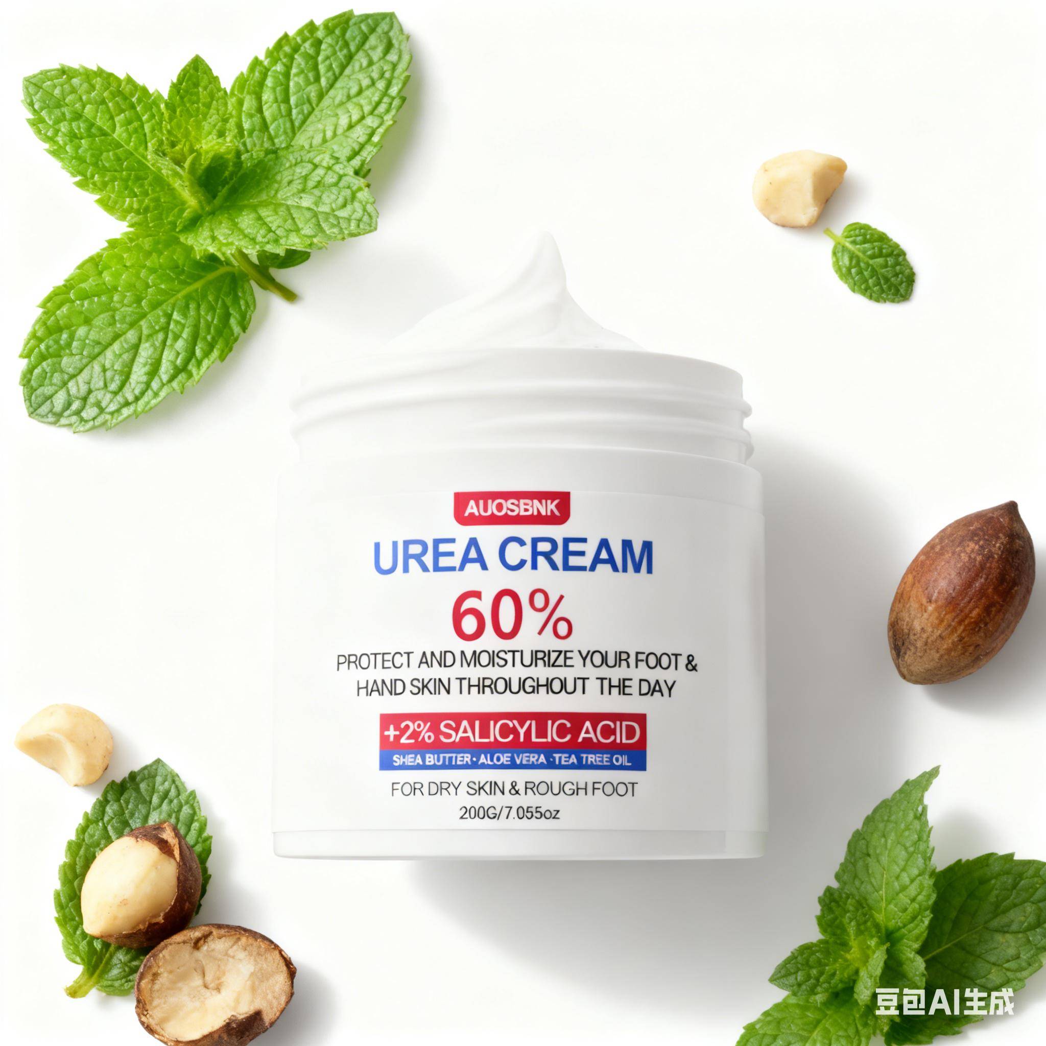 60% Urea Kräm, Urea Fot & Hand & Kroppskräm, Exfolierande Kräm, Återfuktare för Tjock Hud, Reparation av Sprickig Hud - 200g