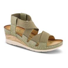 B&Co, Sko, Dame, Grøn, 39 EU, Behagelig Sandal med 60mm Kilehæl