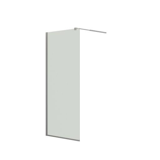 Dansani Match duschvägg, modell D+teleskopstång, 77 cm, klart glas, satin profil
