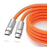 Thzzhnno Silikon USB C 3.2 Gen2 kabel 3M, Ultra flexibel och mjuk USB C 20Gbps 4K@60Hz Video Snabb laddning 100W typ C sladd för Thunderbolt 3, iPad, MacBook, Galaxy S21 (Orange)