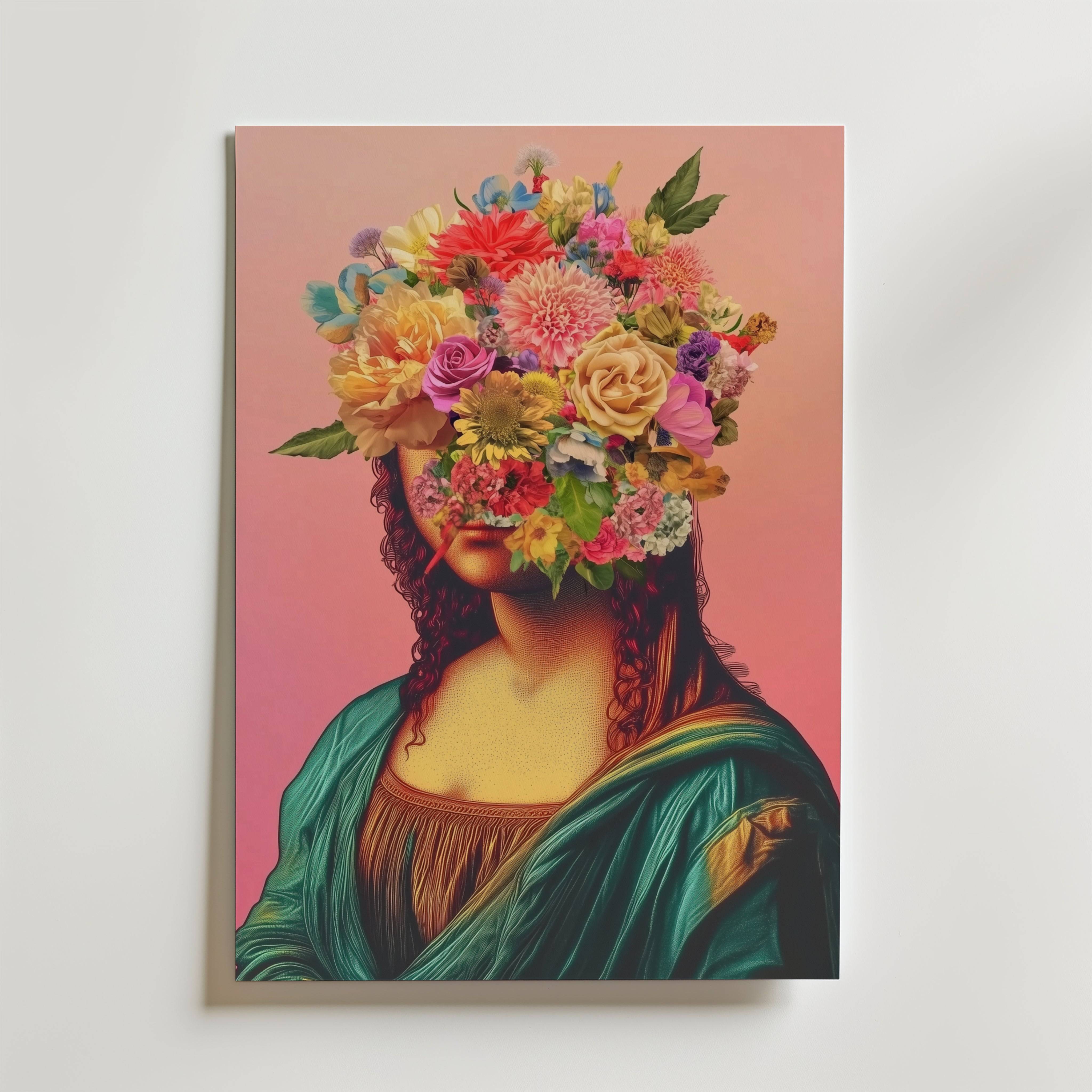 Floral Mona Lisa Portrait Poster - Fine Art Poster 50x70 cm