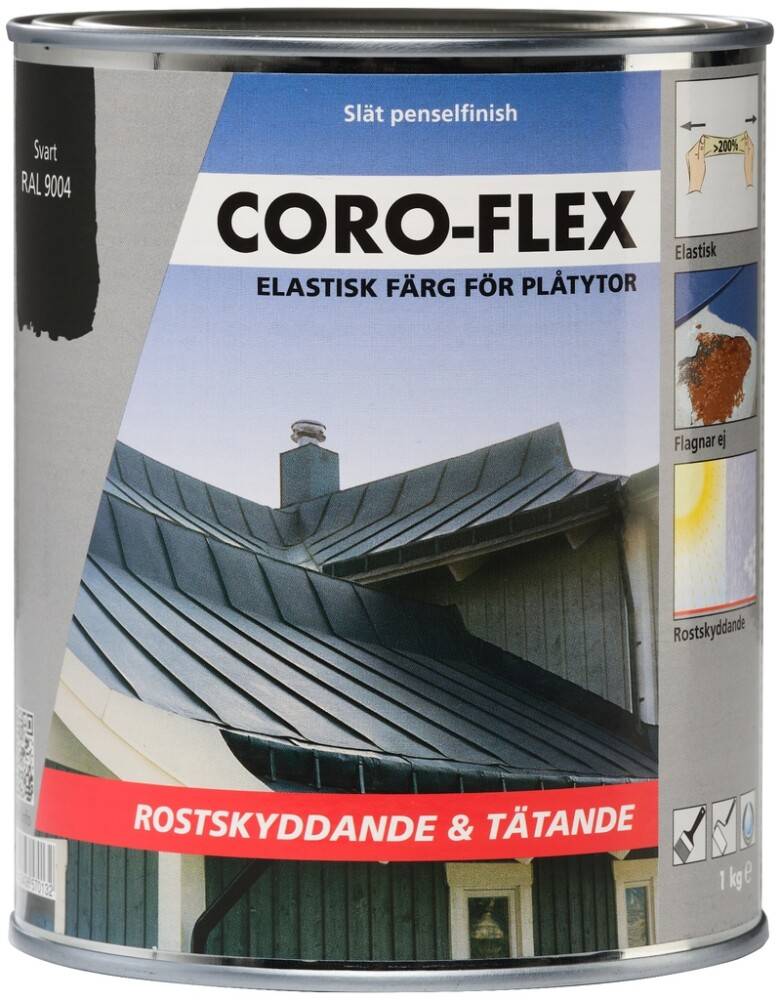 PLÅTFÄRG CORO-FLEX SVART 1L