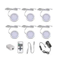 3/4/6/8/10 stk. Dæmpbar LED Underskab Belysning 12v Slank Aluminium Dæmpbar Puck Lys Kit Til Garderobe Bogreol Garderobelysning (Størrelse, Farve: 6 stk.