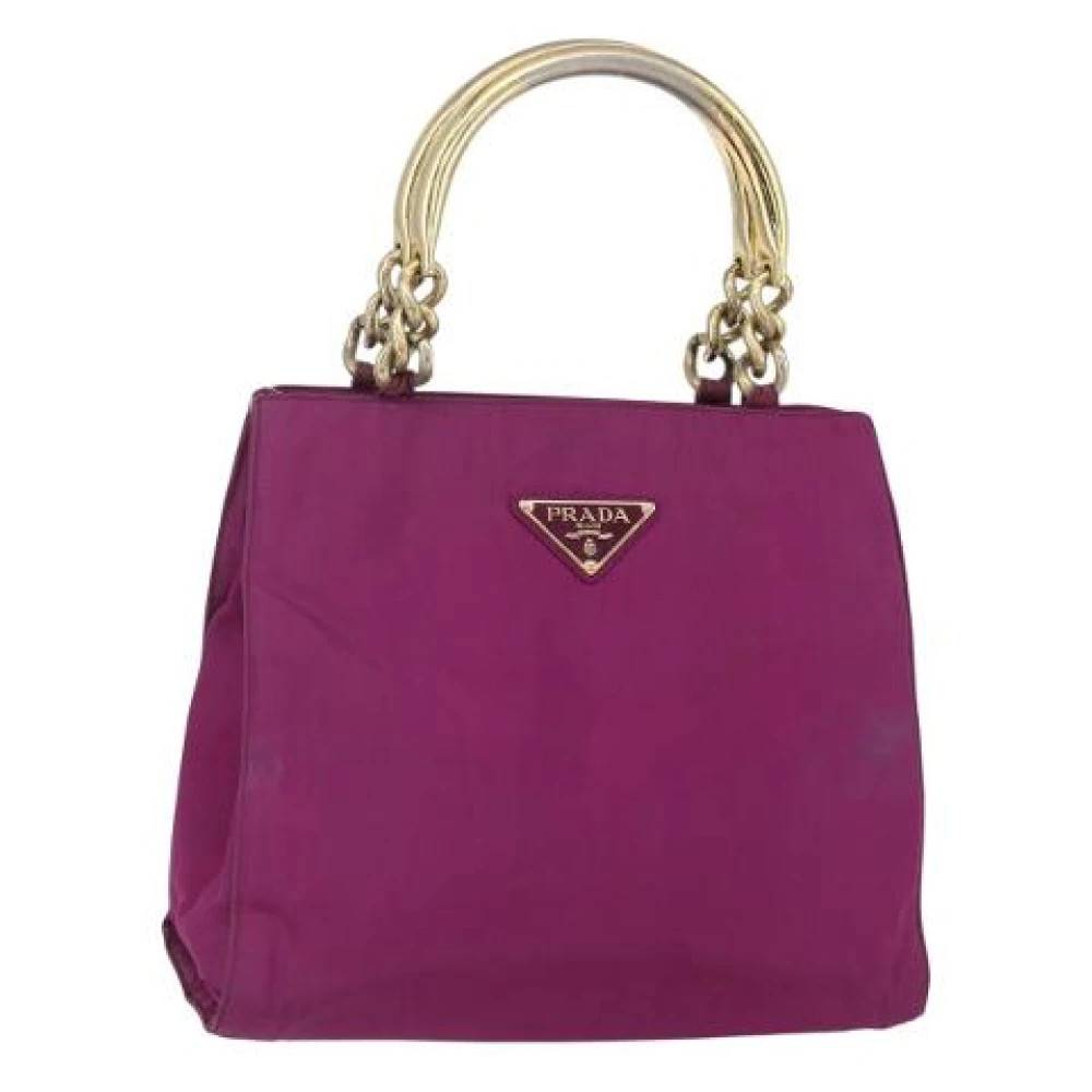 Prada Vintage Pre-owned Nylon Håndtaske - Vintage - Dame - Lilla - ONE SIZE - Nylon