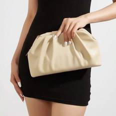 Retro Vintage Solid Color Zippering Clutch Wallet, All-Match Large Capacity Carry On Purse, Stylish PU Bag For Women, And For Wedding, Party, Prom, Di - Apricot