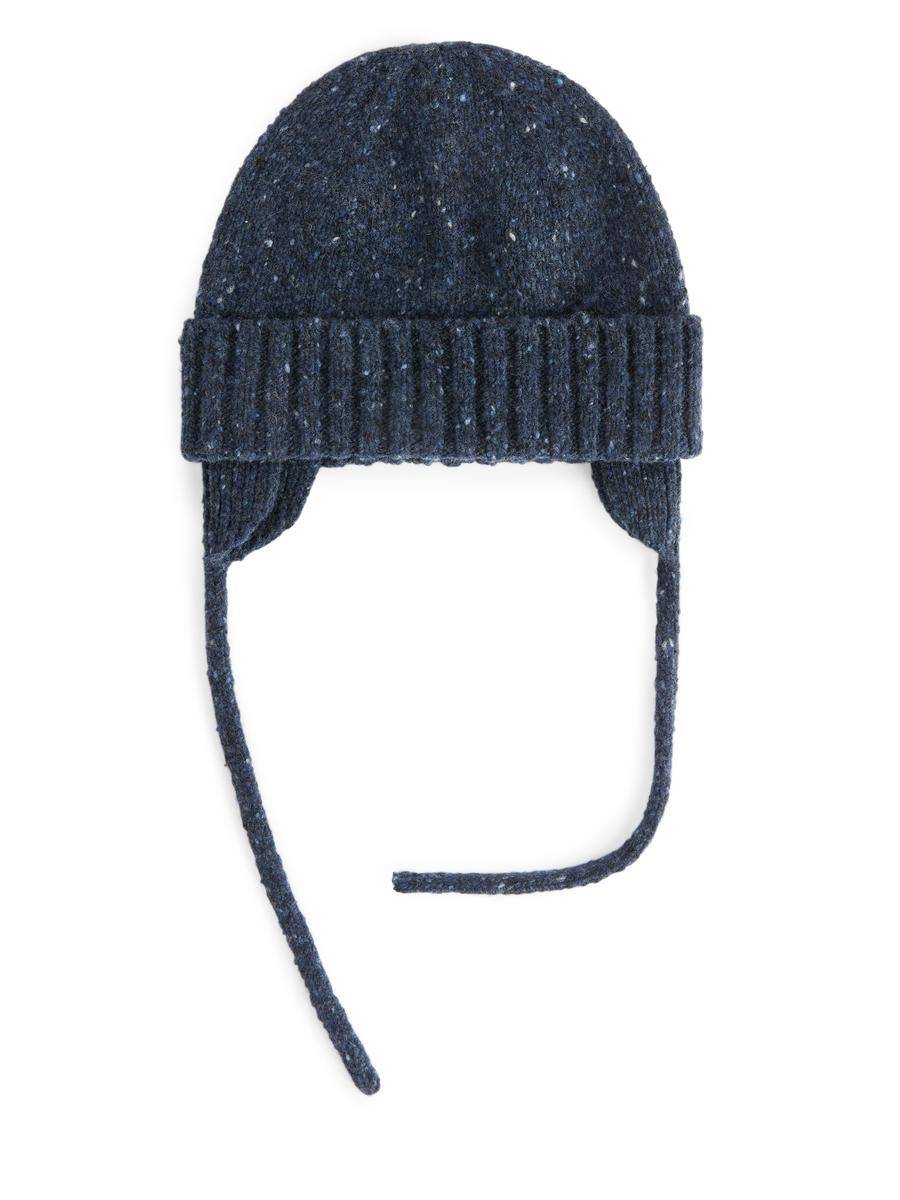 ARKET Neps Wool-Blend Earflap Beanie -Blue, 74/80