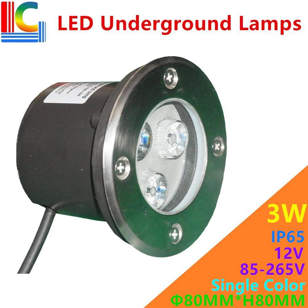3w led underjordiska lampor 12v 110v 220v ip65 vattentäta enfärgade eller dmx 512 utbytbara trädgårdsdekorationer utomhus led projektlampor - Enfärgad 12v / Kall vit