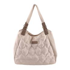 Lizdays Quilted Nylon Tote B5 Diaper Commuter Bag Women's Bag, Lightweight, Size, Bag, (Natural/Gray Beige)