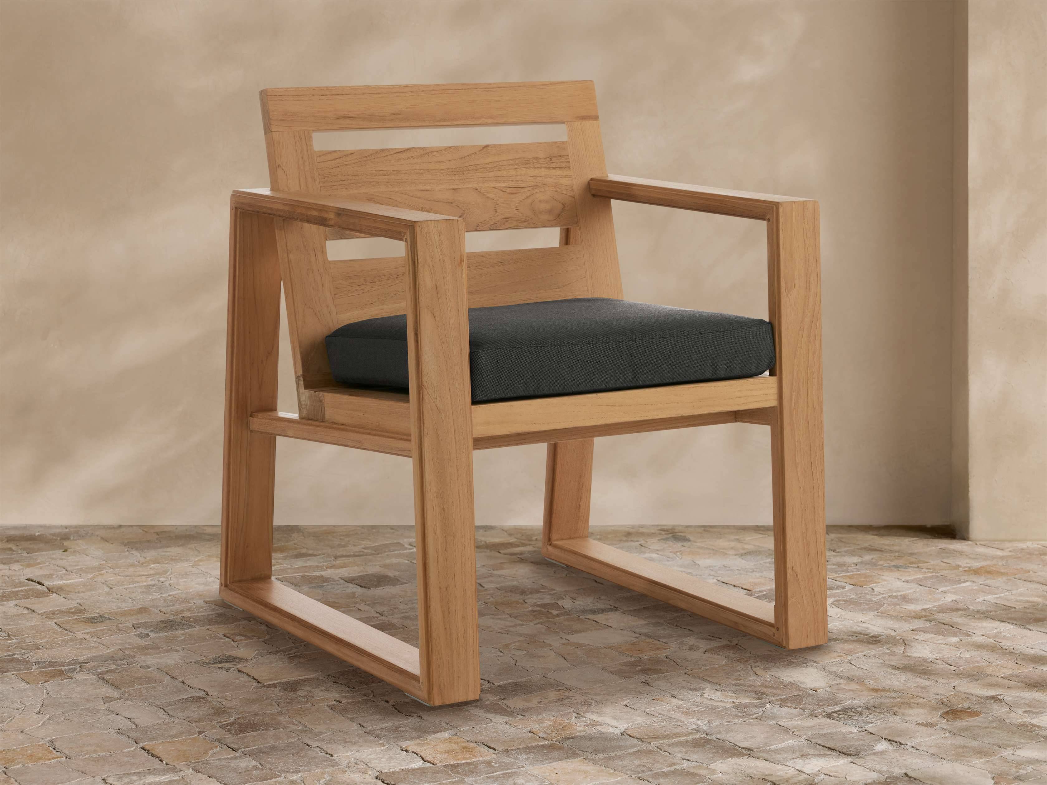 Canyon Outdoor Teak Dining Arm Chair - ROSEMOUNT DOVE / WEATHERED FAWN