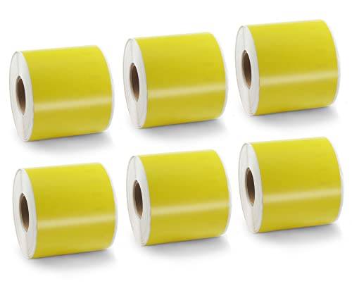 BETCKEY - 6 rullar färgade etiketter kompatibla med DYMO 99019/S0722480, 59mm x 190mm, 900 Gul stora självhäftande etiketter för spakar Lämplig för LabelWriter 450, 4XL INTE för 550 eller 5XL