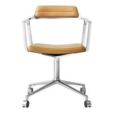 Vipp 452 Snurrstol Med Hjul - Polerad Aluminium/Sand Läder