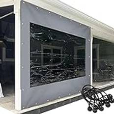 PVC-presenning utomhus, vattentät, transparent PVC-presenning för pergola, grå, 2,5 x 3,3 m, starka sidopaneler med öljetter, uteplats och veranda