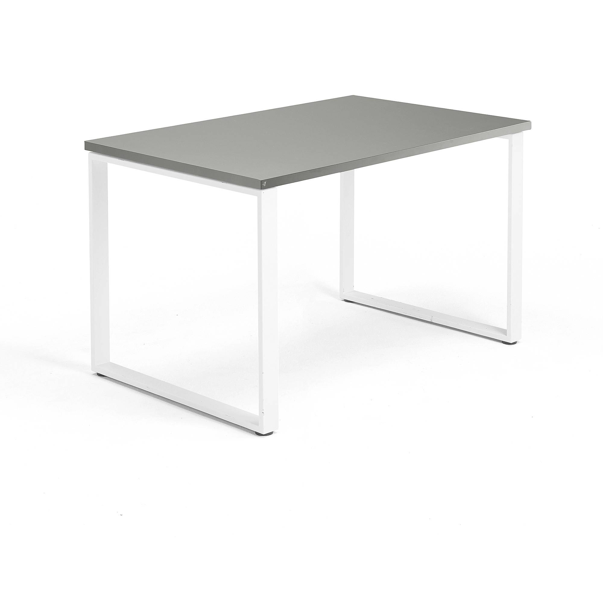Skrivbord QBUS, O-stativ, 1200x800 mm, vit, ljusgrå