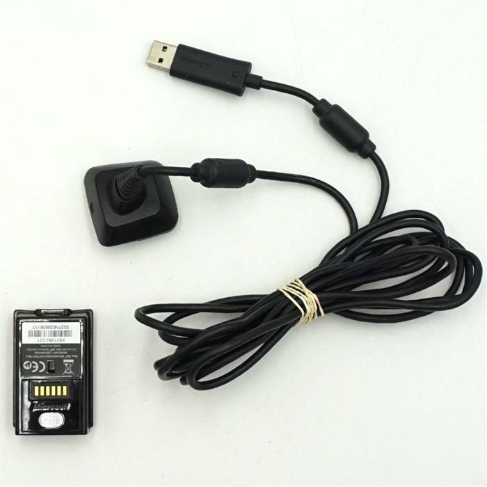 Originalt Genopladeligt Batteri og Ladekabel til Controller - Sort - XBOX 360 Tilbehør (B Grade) (Genbrug)