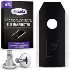 Filzada® 45x robotgräsklipparblad/Ersättningsblad kol inkl. skruvar - Compatible with Husqvarna robotgräsklippare & Gardena Sileno gräsklippare - Replacement for Husqvarna Automower-blad