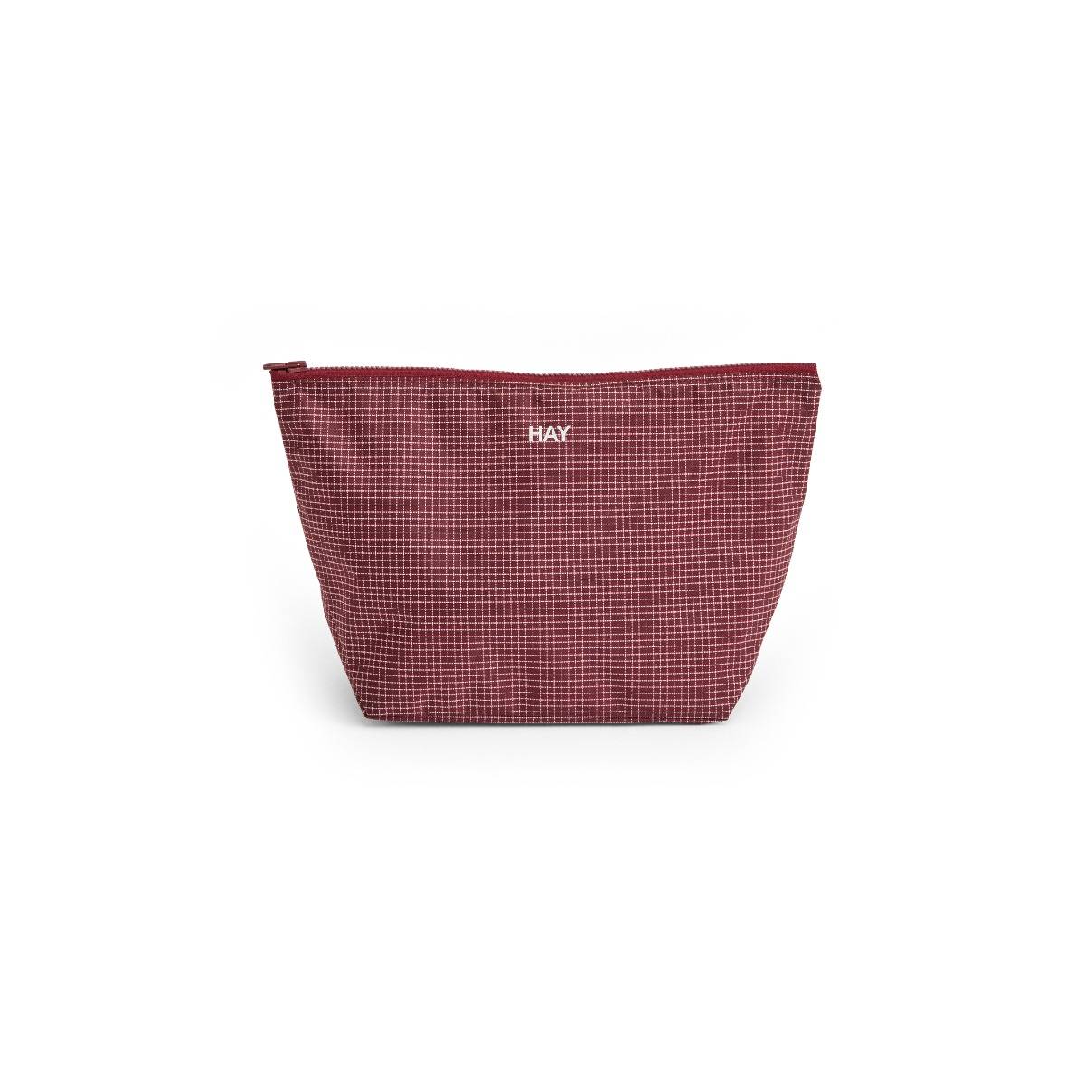 HAY Grid Pouch Medium Burgundy.