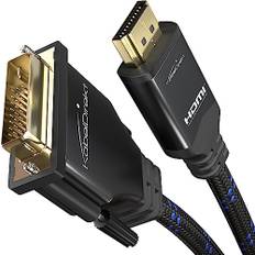 KabelDirekt – HDMI DVI Adapterkabel mit A.I.S. Schirmung und Metallstecker – 1,5 m (bi-direktionales DVI-D/HDMI Monitorkabel, HDMI-Gerät an DVI-Monitor anschließen & umgekehrt, Full HD/1080p, Nylon)