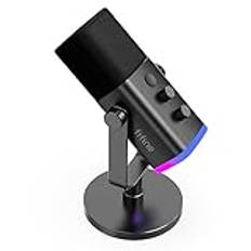 FIFINE XLR Gaming Mikrofon für Streaming Podcast Studio, USB Dynamisch Microphone PC mit Stummschalttaste, für PS4/5 Mac Mixer Soundkarten