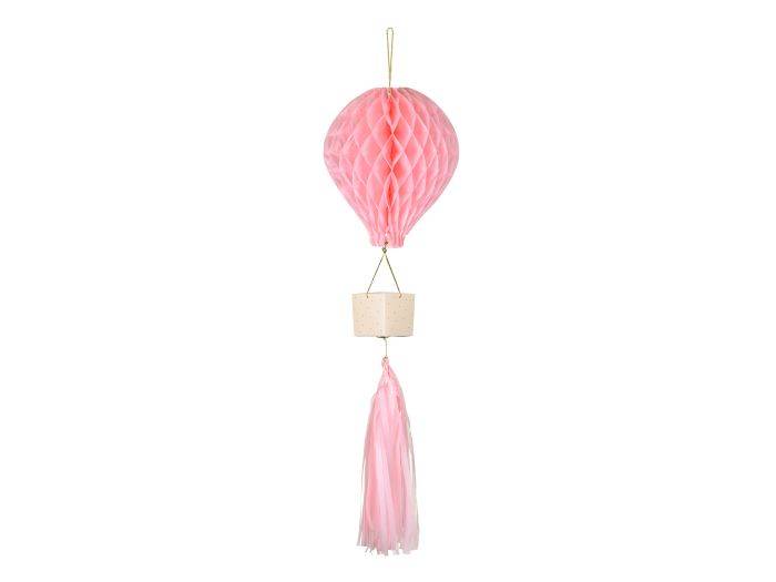 Lyserød honeycomb luftballon dekoration - 28 cm.