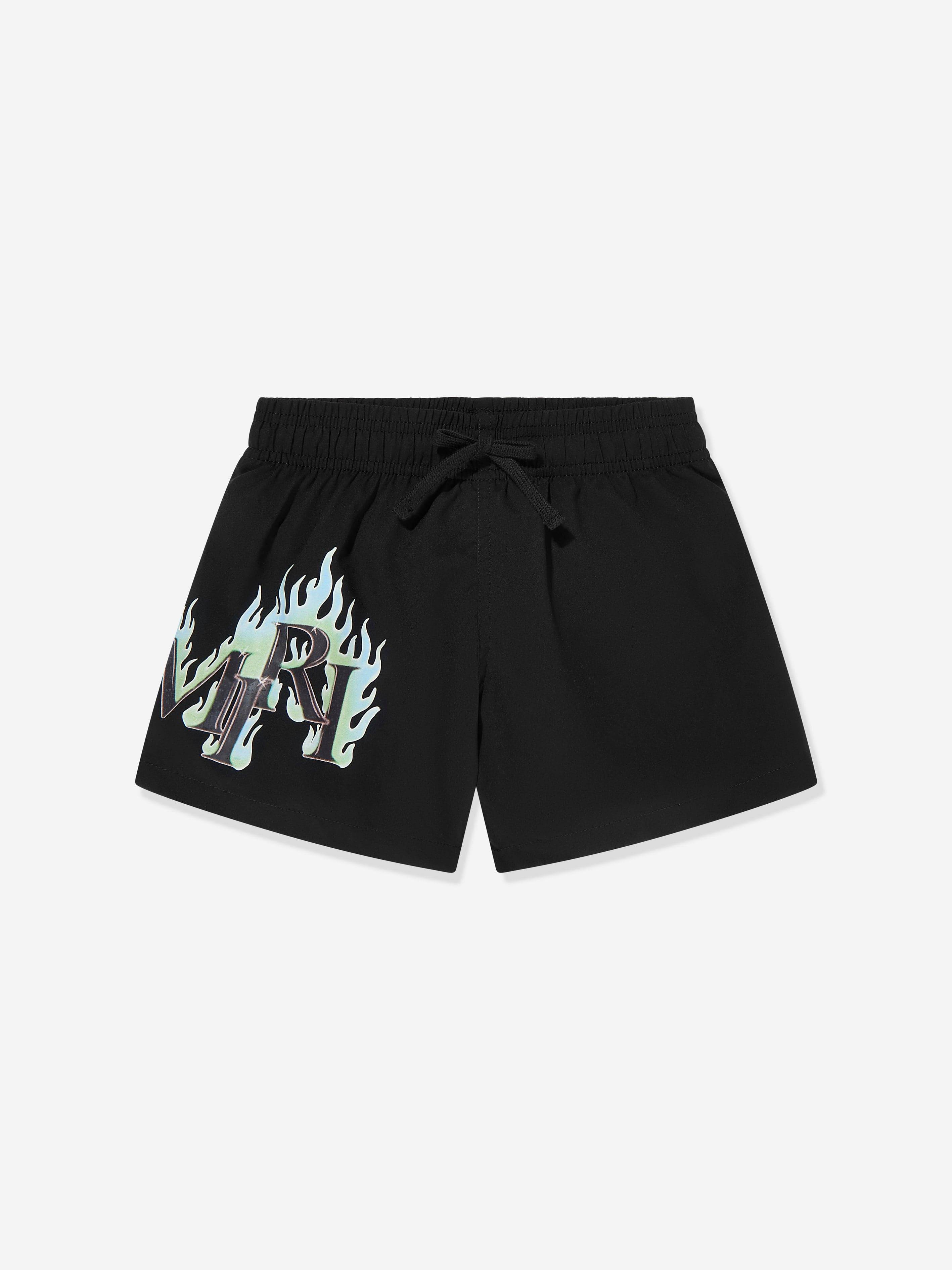 Amiri Boys Flames Swim Shorts in Black - Black / 8 Yrs (8 Yrs)