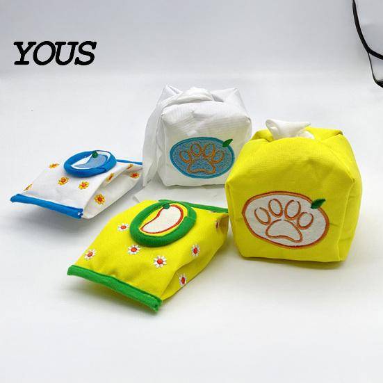 Brain Teasing Toys for All Breed Sizes Interactive Snuffle Tissue Box Dog Toy, Sniffing Training Toy with Crinkle Sound Hidden Snack Compartment