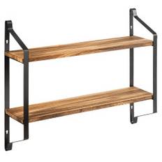 Væghylde 2 niveauer flydende hylde vægmonteret hylde hængende 60 x 15 x 51 cm