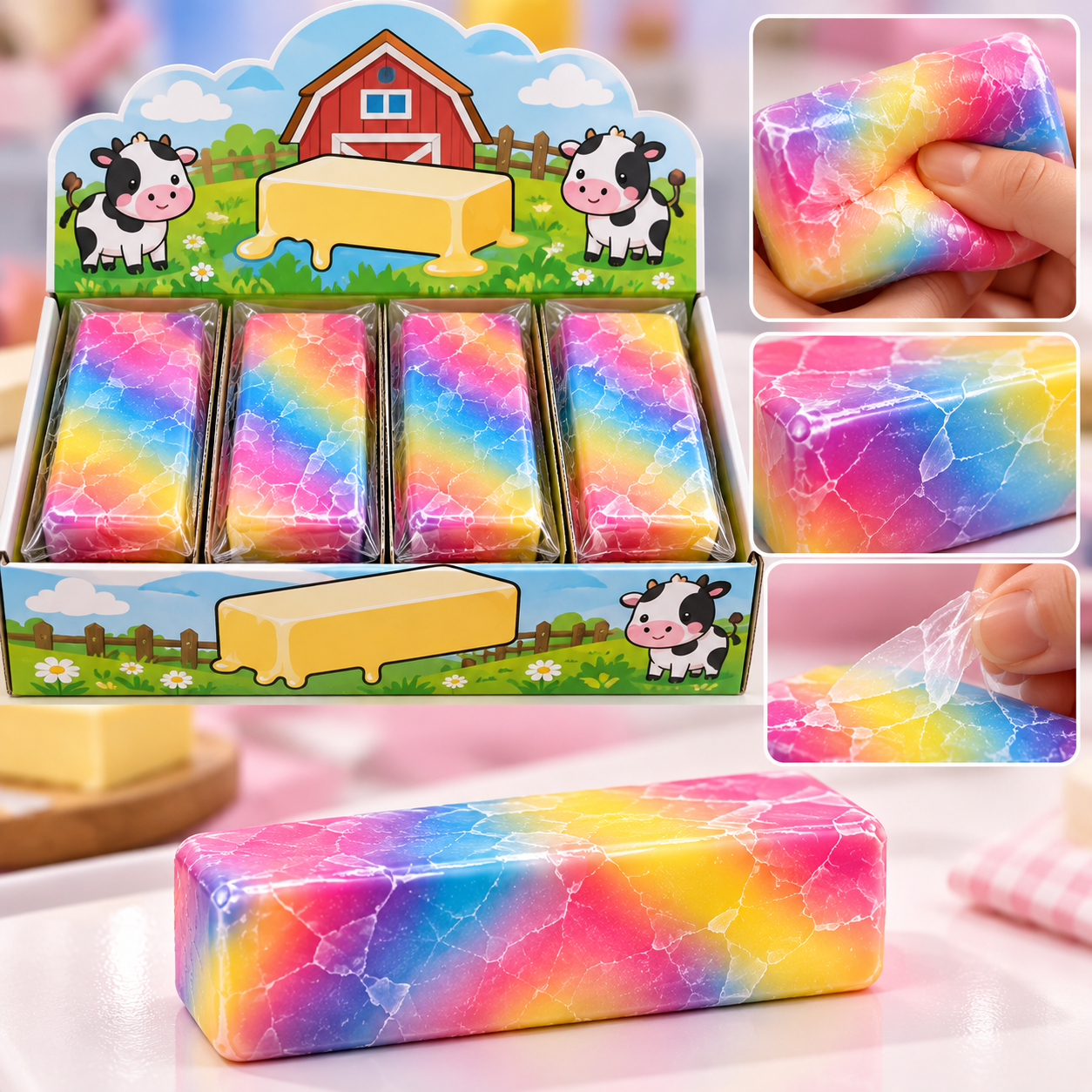 Wax Cracking Rainbow Butter Slow Rising 2 i 1 Squishy