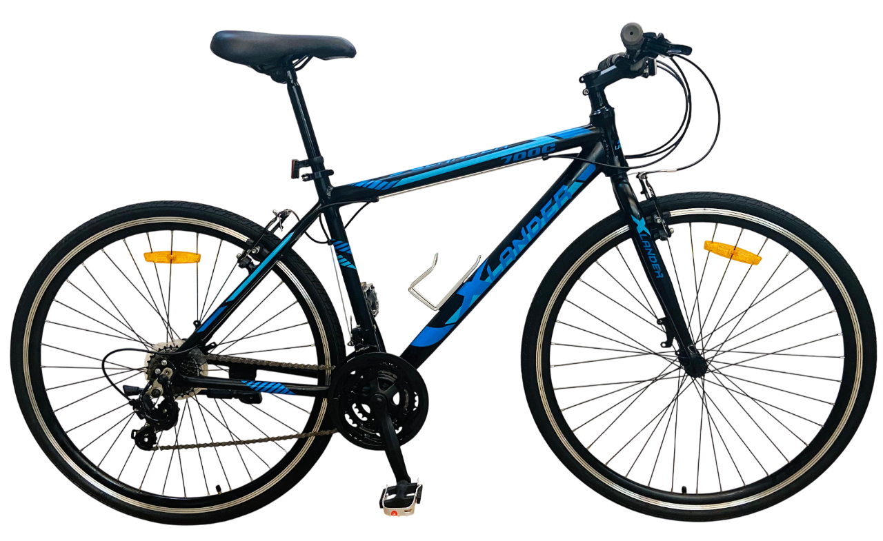 Mountainbike Hybrid 700C , 26 " - Svart/Blå   Lätt aluminiumcykel för stad och fritid