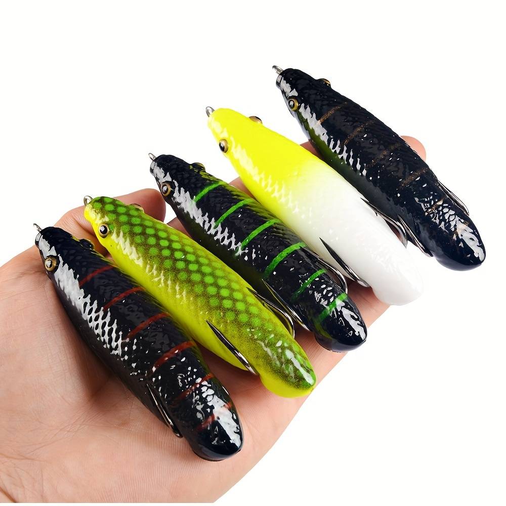 5pcs Topwater Frog Lures With Double Hooks - Durable Abs, Ideal For Hunting & Fishing