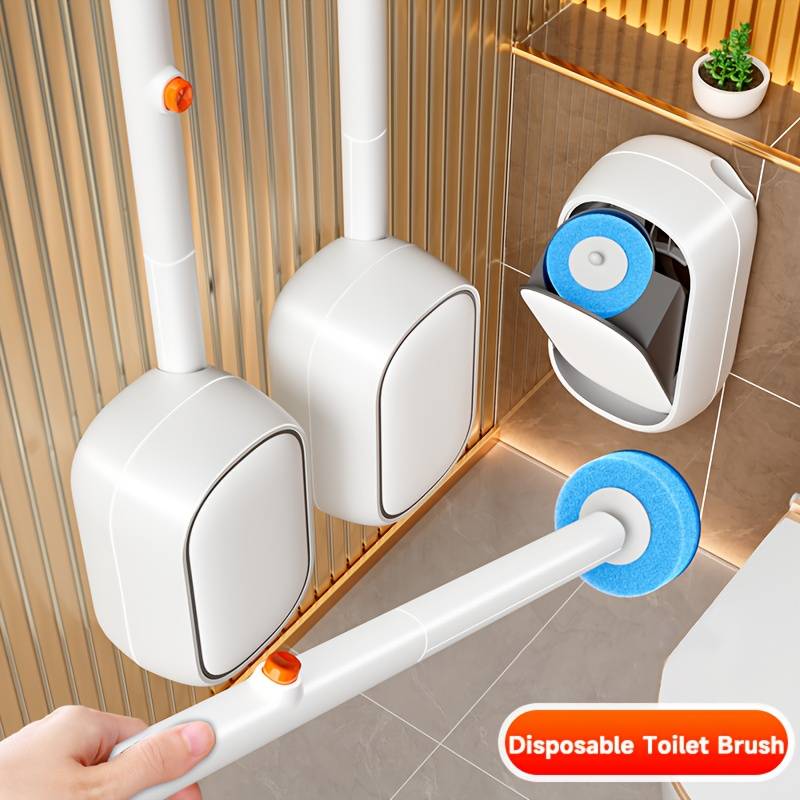 Toilet Brush Disposable Replacement Head With Holder Refills Long Handle Bowl Bathroom Cleaning For Home WC Wall Mounted Set