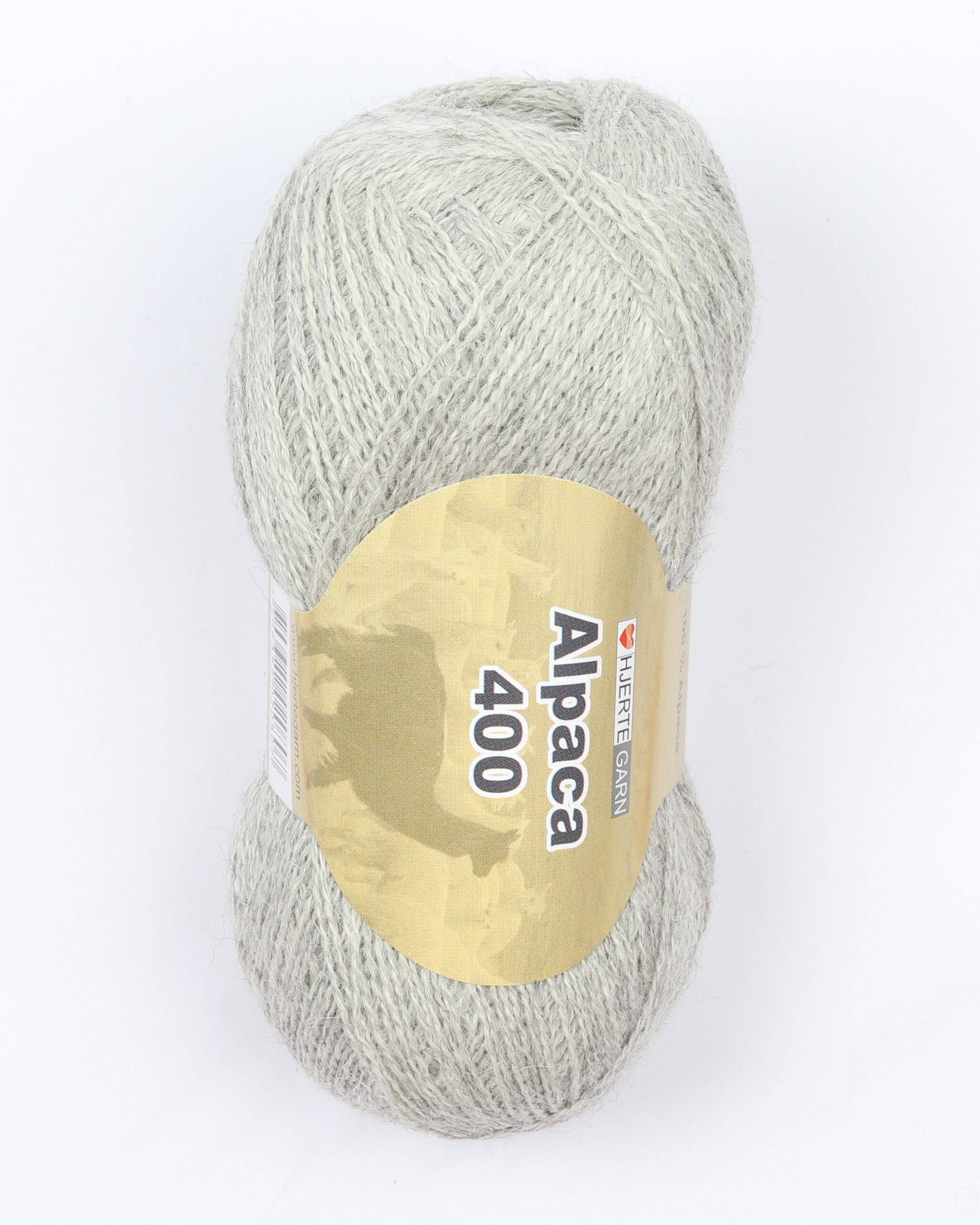 Alpaca 400 fra Hjertegarn i flere farver - 0434 Meleret lysegrå - 100% Alpaka