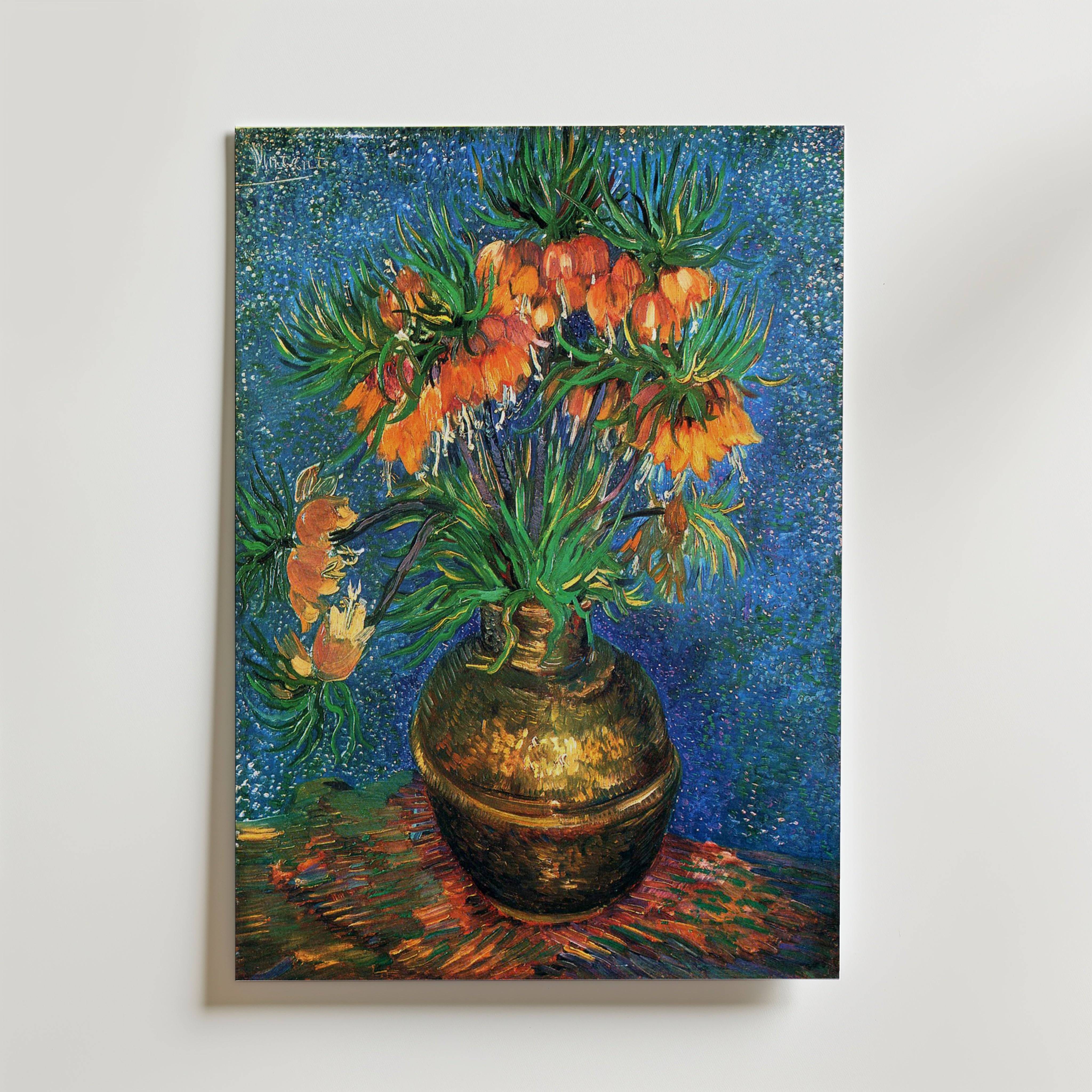 Van Gogh Fritillaries In A Copper Vase Poster - Premium Canvas 30x40 cm Utan passepartout