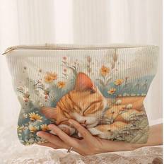 Cat Pattern Corduroy Makeup Bag, Lightweight Travel Zipper Cosmetic Pouch, Versatile Toiletry Organizer For Women And Men Gift School Supplies Travel - Multicolor - C-xRH00094 Cat,C-xRH00088 Cat,C-xRH00087 Cat,C-xRH00101 Cat,C-xRH00104 Cat,C-xRH00105 Cat