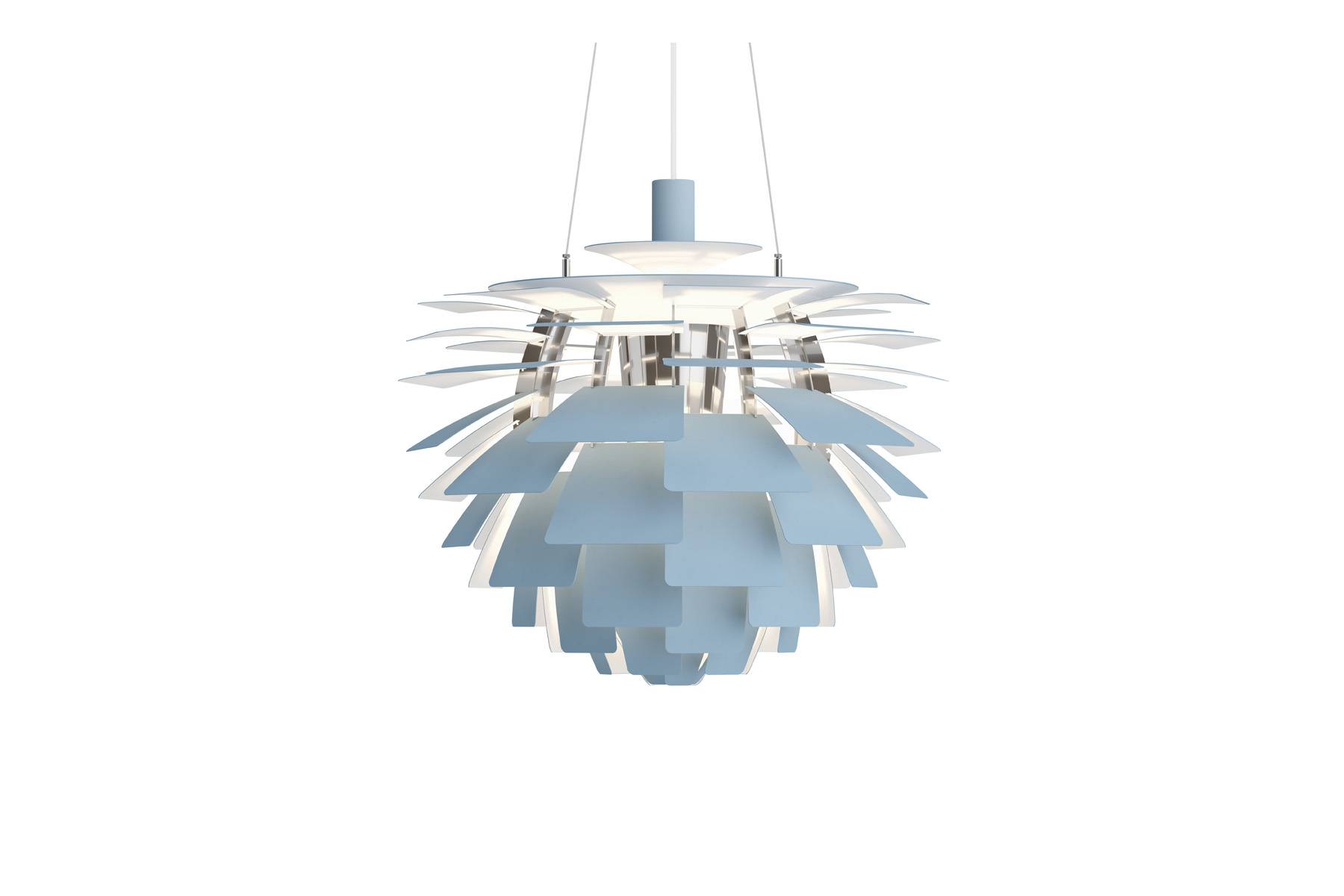 PH Artichoke | High lustre chrome plated Dusty blue/high lustre chrome plated Ø60 x H58 cm.