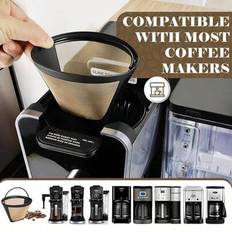 Återanvändbart kaffefilter, konformat, guldfärgat, passar till kaffebryggare med tillbehör till 8-10 koppar - Multifärgad (En påse,Två väskor,Tre påsar)