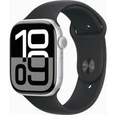 Apple Watch Series 10 Aluminium 46 mm (2024) | GPS | sølv | Sportsrem S/M | sort
