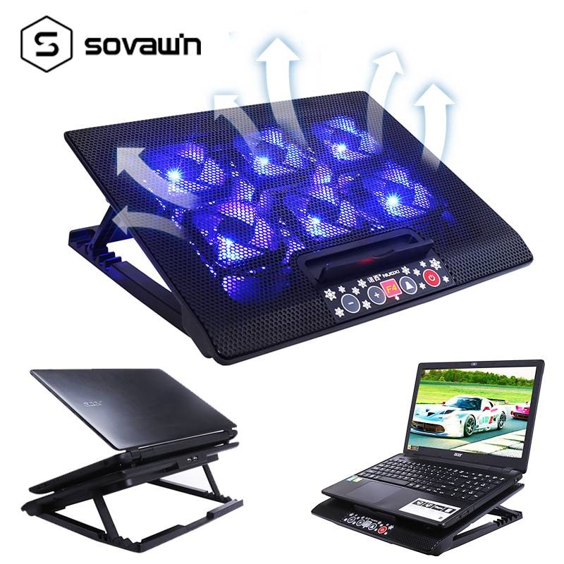 Tyst svalare anteckningsbok aluminium kylplatta bas 5v led 6 fläktar bärbar bärbar dator svalare usb port stöd för hp 15 17 15.6