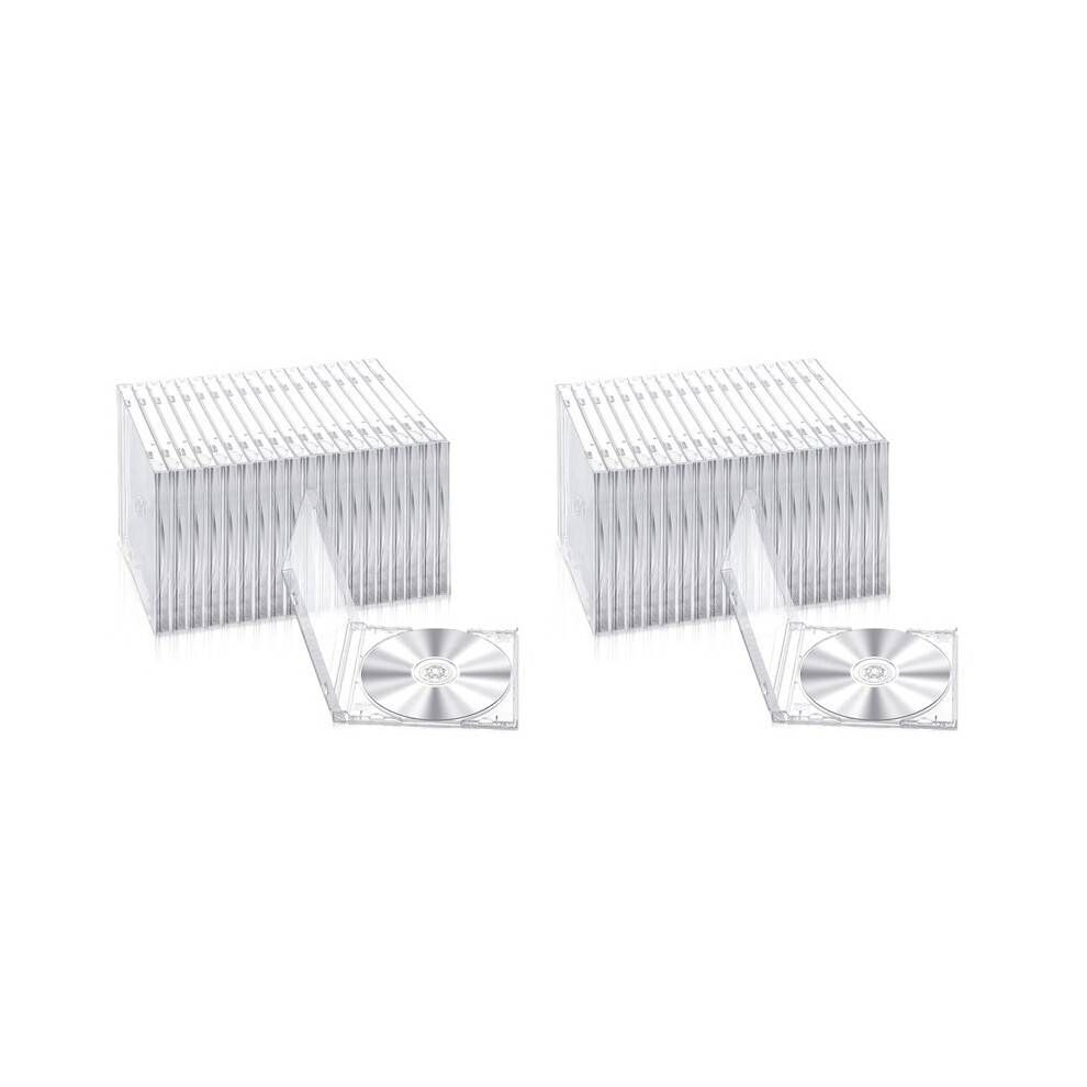 40 Pcs 10.4 mm CD Jewel Cases Standard Single Clear CD Case DVD Cover Protection Replacement
