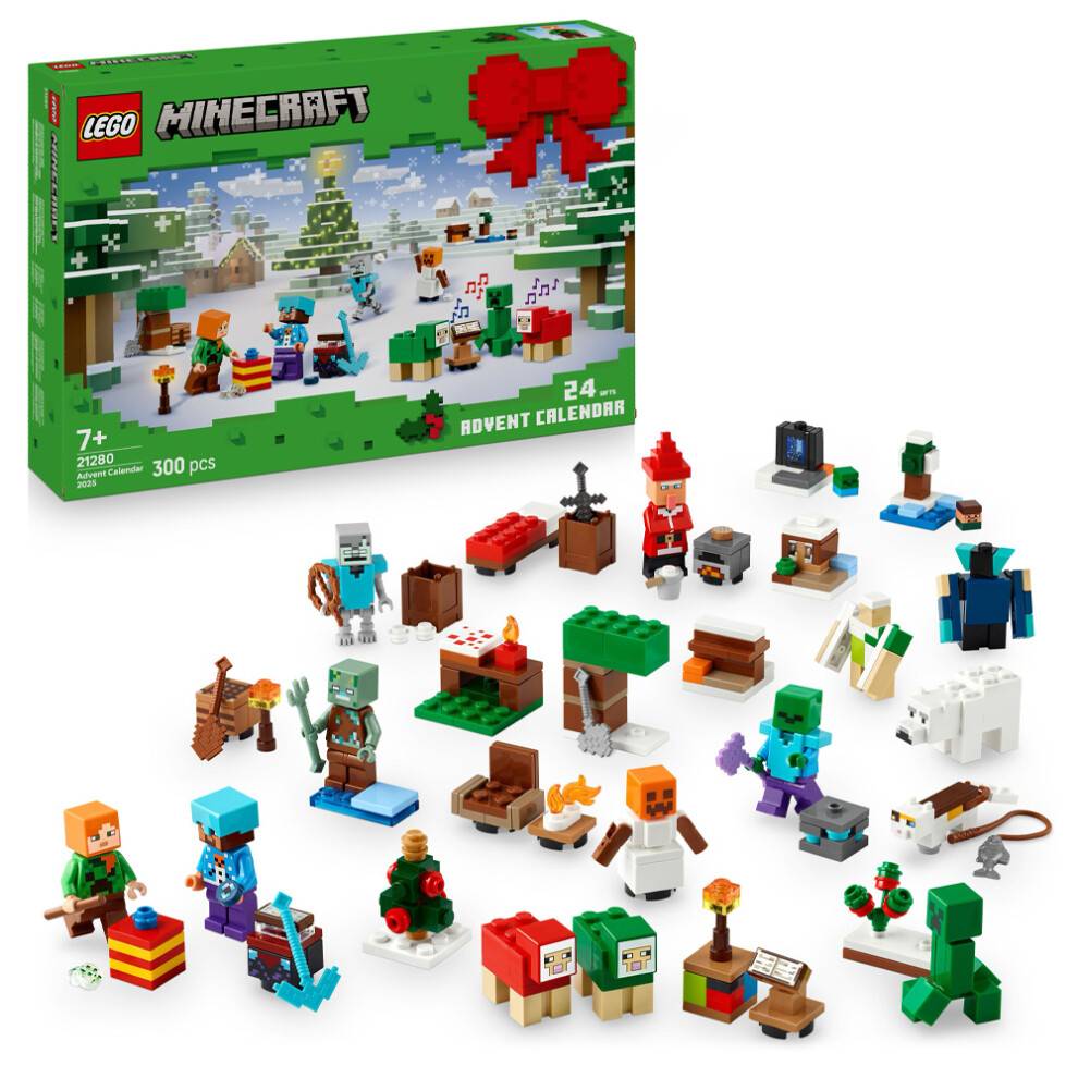 LEGO Minecraft Advent Calendar 2025, Computer Game Gadgets to Collect, Christmas Gift for Kids, Building Set for Boys and Girls 7 Years 21280