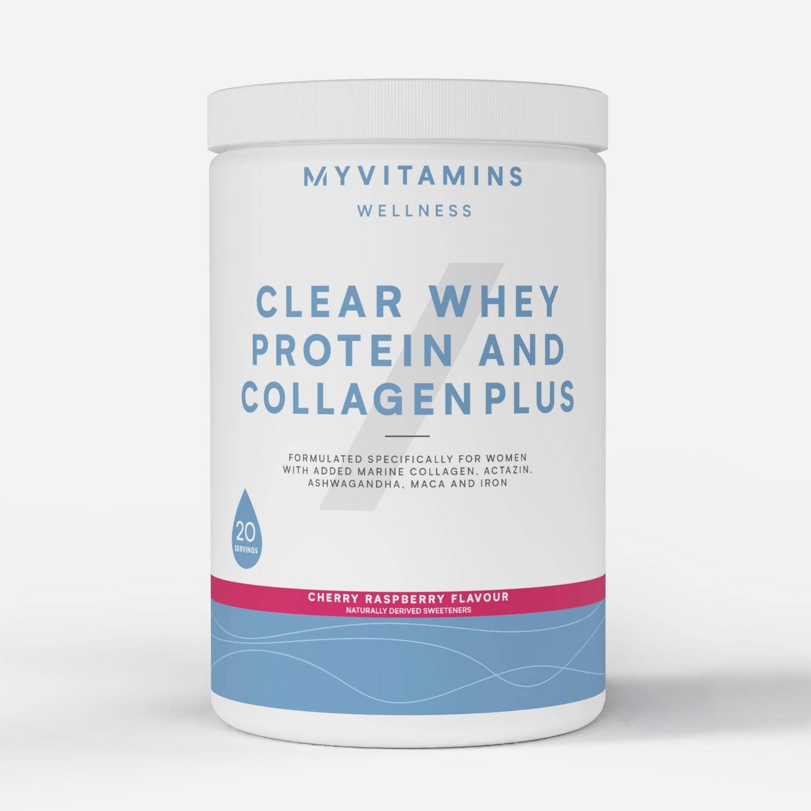 Clear Whey Protein and Collagen Plus - 486G - 20servings - Cherry Raspberry