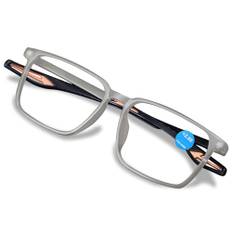 KOOSUFA Sport läsglasögon anti-blått ljus män kvinnor rektangulär ultralätt TR90 ram läsglasögon anti-trötthet glasögon med tjocklek 0,0 1,0 1,5 2,0 2,5 3,0 3,5 4,0, 1 x grå orange, 1.5
