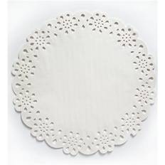 12 stk. Hvide Papirunderlag med Blondekant - Elegance til Festbordet 27 cm