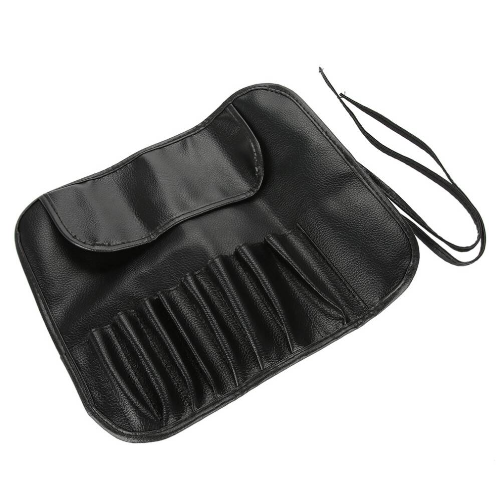 Holder til makeupbørster, foldbart design, støvtæt og vandafvisende cover, 8 børsterum, bærbar størrelse, PU-materiale af høj kvalitet,