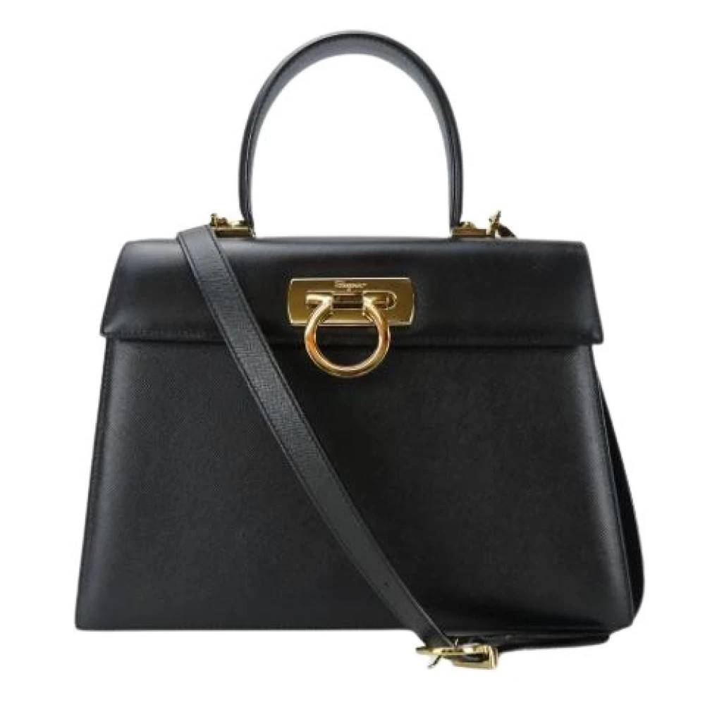 Salvatore Ferragamo Pre-owned Pre-owned Gancini ba-21 Håndtaske - Vintage - Dame - Sort - ONE SIZE - Uld