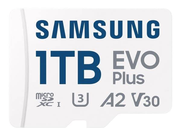 Samsung EVO Plus MB-MC1T0SA - Flash-minneskort (microSDXC till SD-adapter inkluderad) - 1 TB - A2 / Video Class V30 / UHS-I U3 / Class10 - mikroSDX...