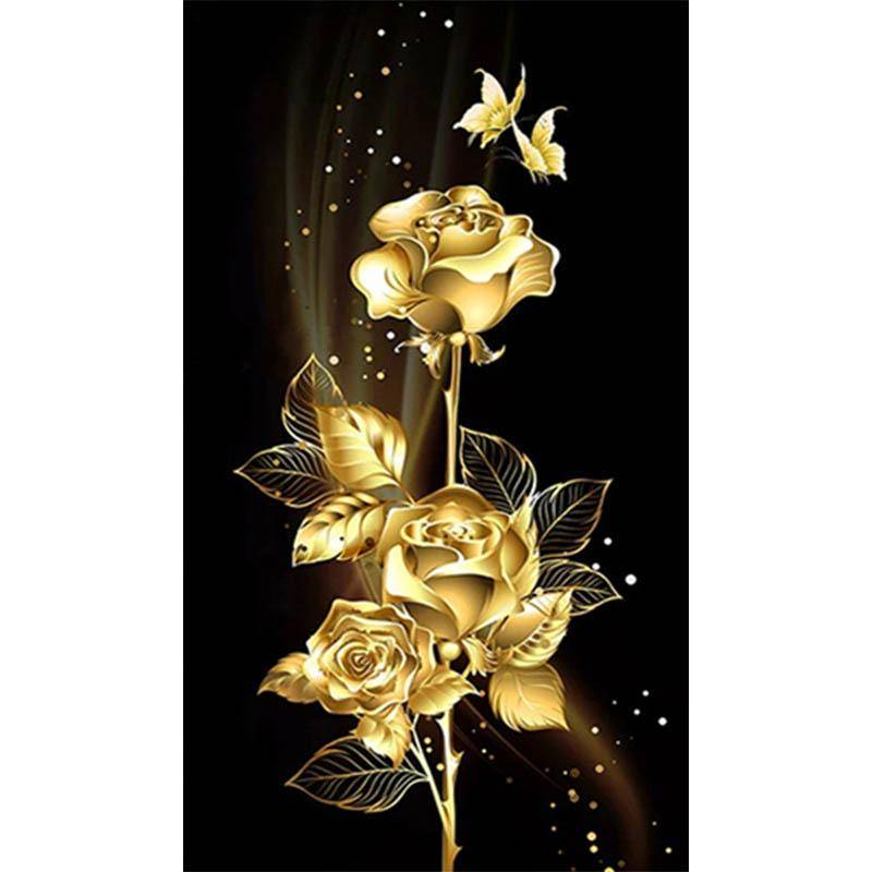 5D DIY Diamantmålning Golden Rose Diamantbroderi Full Mosaik Kit Korsstygn Heminredning Handgjorda presenter brown