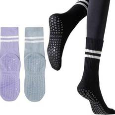 10 par pilates halkfria strumpor, pilates halkfria strumpor för damer, pilates klibbiga strumpor, yoga hinkstrumpor med grepp, svarta och vita rosa sp - Multifärgad (Multi-size)