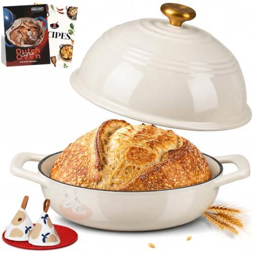 Overmont 26 cm/6QT emaljerat gjutjärn holländsk ugnspanna för bröd bakning